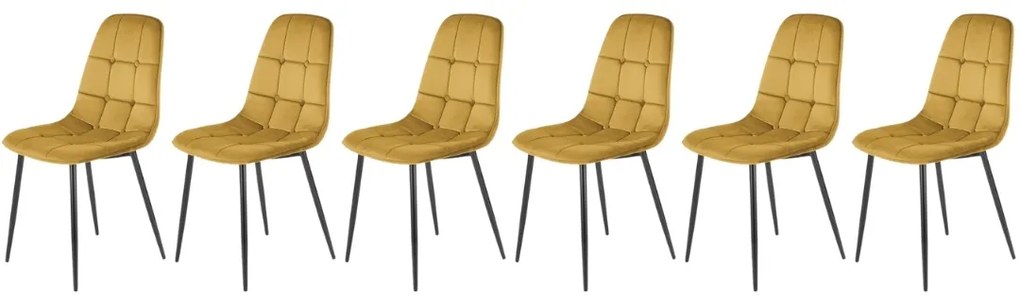 Set 6 scaune K417 velvet mustariu