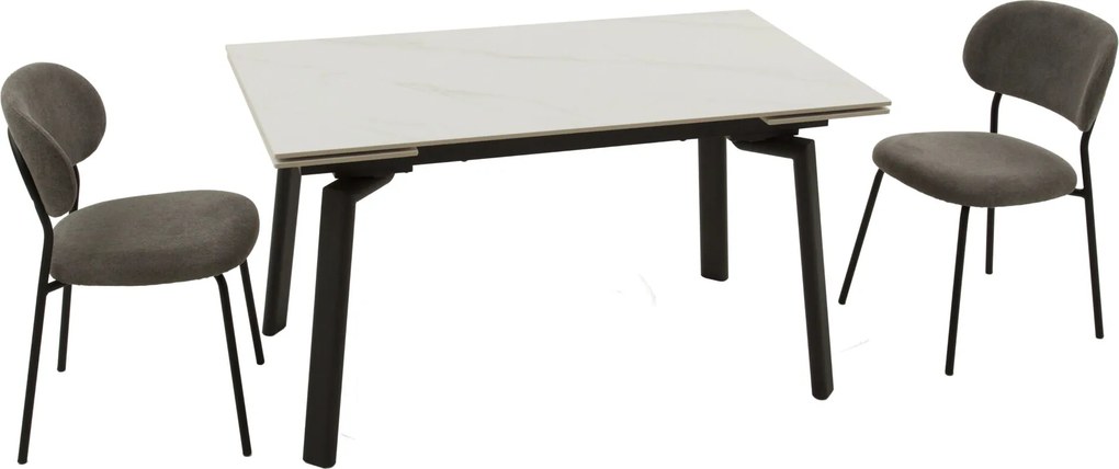 Masă ceramică Sonic White, 140 cm/80 cm și 2 extensii 30 cm