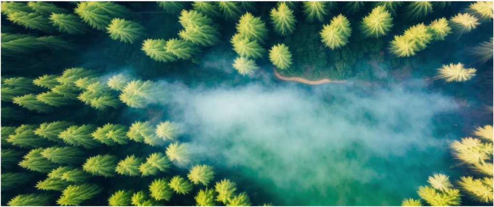 Tablou - O pădure învăluită în ceață (120x50 cm)