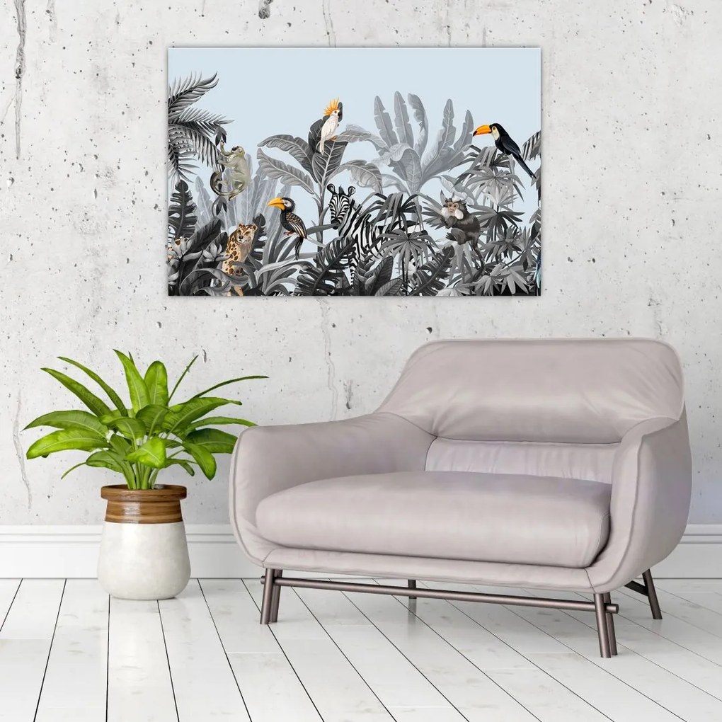 Tablou - Animale în pădurea tropicală (90x60 cm)