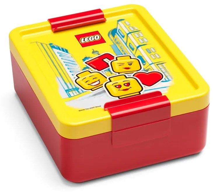 Cutie pentru gustare cu capac galben LEGO® Iconic, roşu