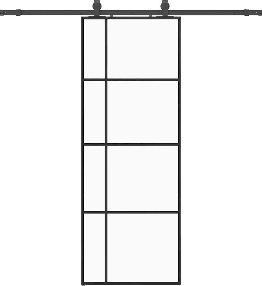 vidaXL Ușă glisantă cu set de feronerie neagră 76x205 cm Sticlă ESG