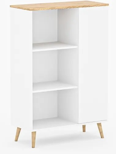 Biblioteca 90x40 cm, Fonzi, ADRK Furniture (Culoare: Alb / Sonoma)