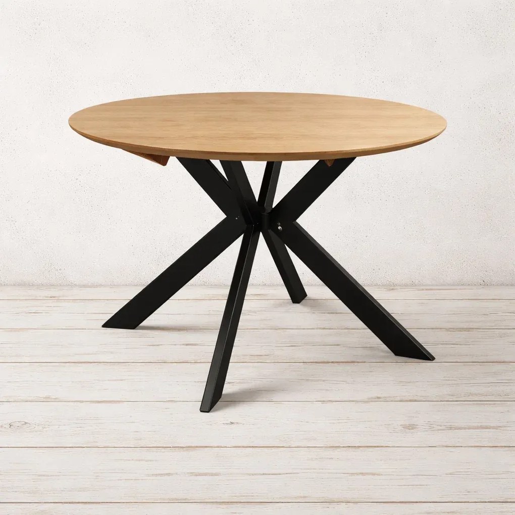 Masa Berg Star din stejar masiv O120 cm, extensibila la 220 cm, picioare spider