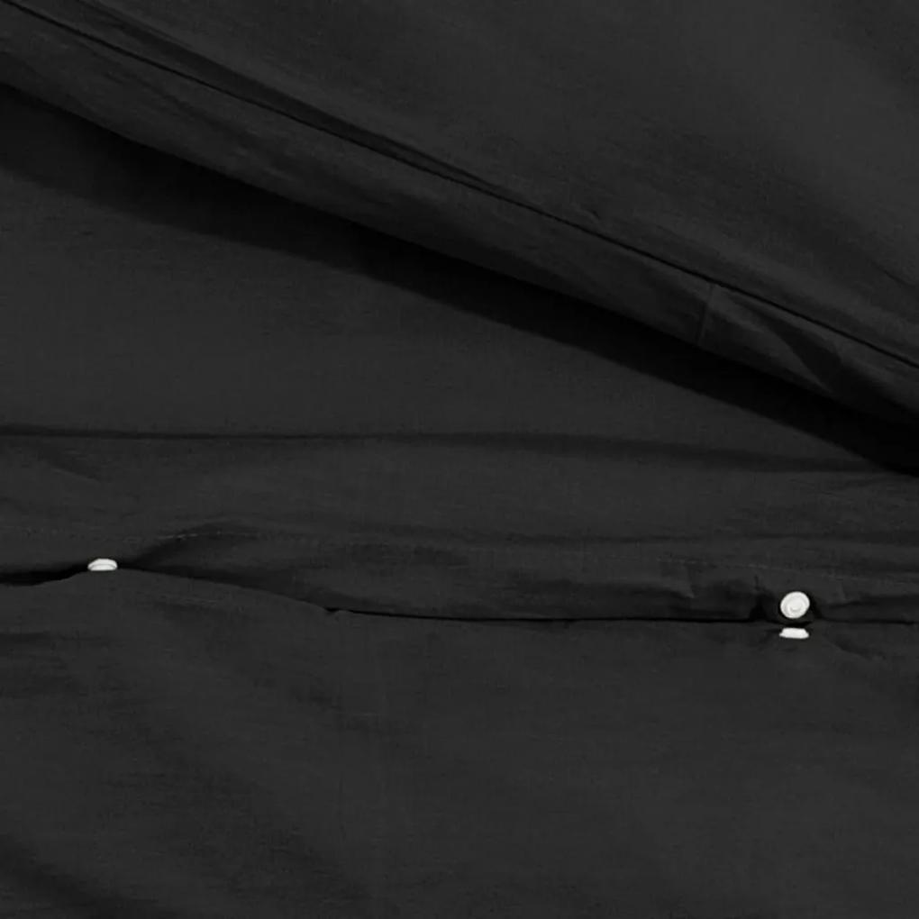 Set cu husa de pilota, negru, 200x200 cm, bumbac 1, Negru, 200 x 200 cm + 65 x 65 cm