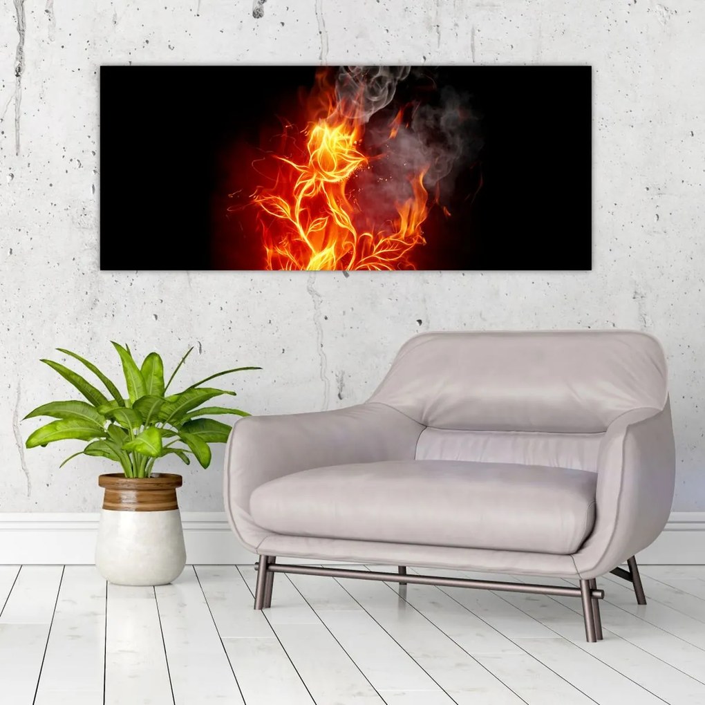 Tablou - Trandafiri în foc (120x50 cm)