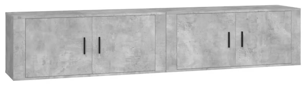 3188370 vidaXL Dulapuri TV montate pe perete, 2 buc., gri beton, 100x34,5x40cm