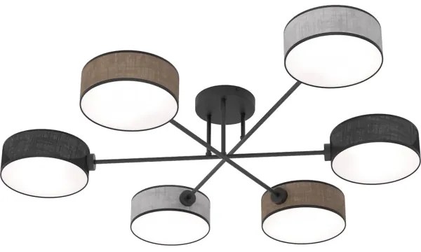 Lustră aplicată MAGA, 6 x E14, 10 W, 230 V, negru/maro/gri