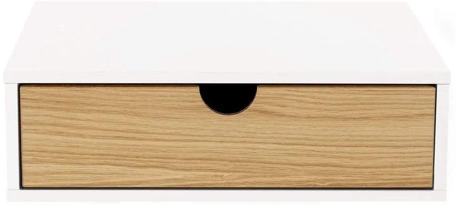 Noptieră alb/în culoare naturală cu aspect de lemn de stejar Farsta – Woodman