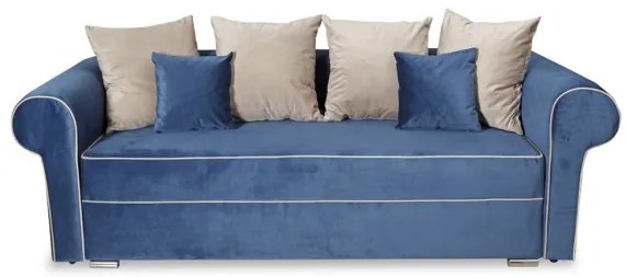 Canapea Extensibila Cu 3 Locuri Sofia, Albastru Si Bej, Lada Depozitare, 251 x 105 x 75 Cm
