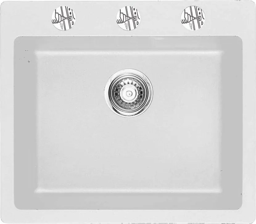 Chiuveta compozit Inter Ceramic finisaj granit alb 57x50 cm