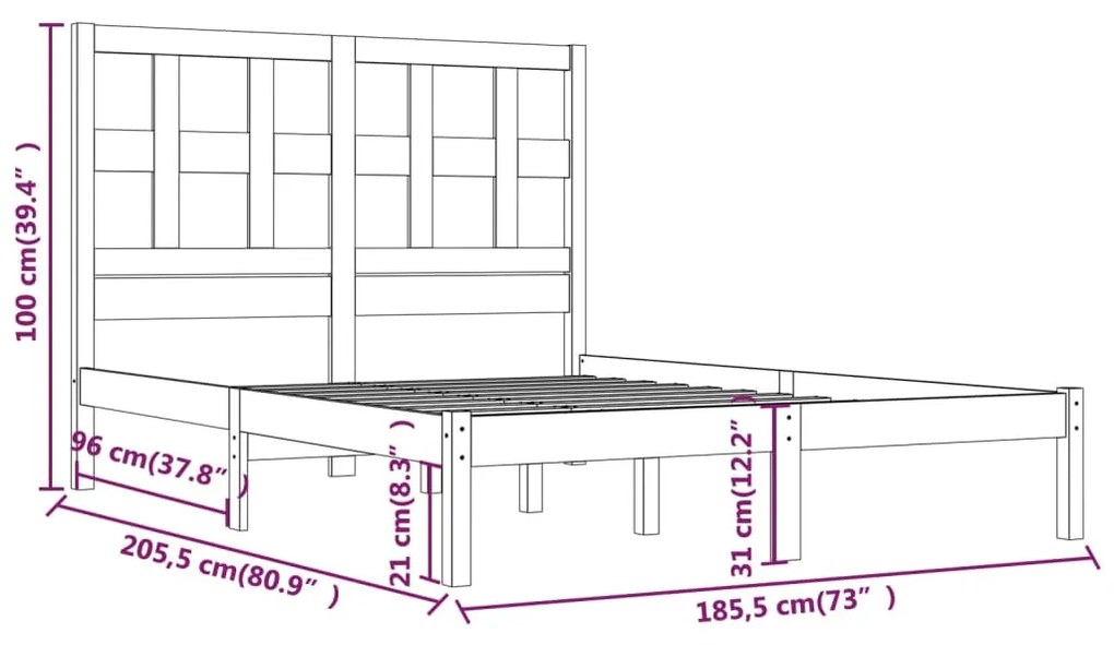 Cadru de pat Super King 6FT, maro miere, 180x200 cm, lemn masiv maro miere, 180 x 200 cm