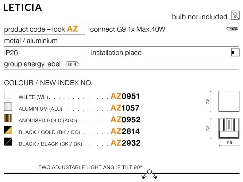 Aplica lumina ambientala Leticia 1, alb