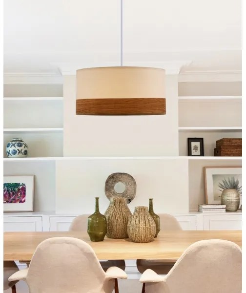 Lustră pe cablu BIANCO 1xE27/40W/230V alb/maro