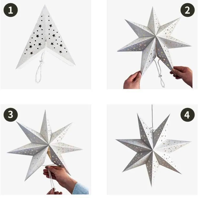 Stea de hartie pentru Craciun cu sapte colturi STARION 60 cm, alba