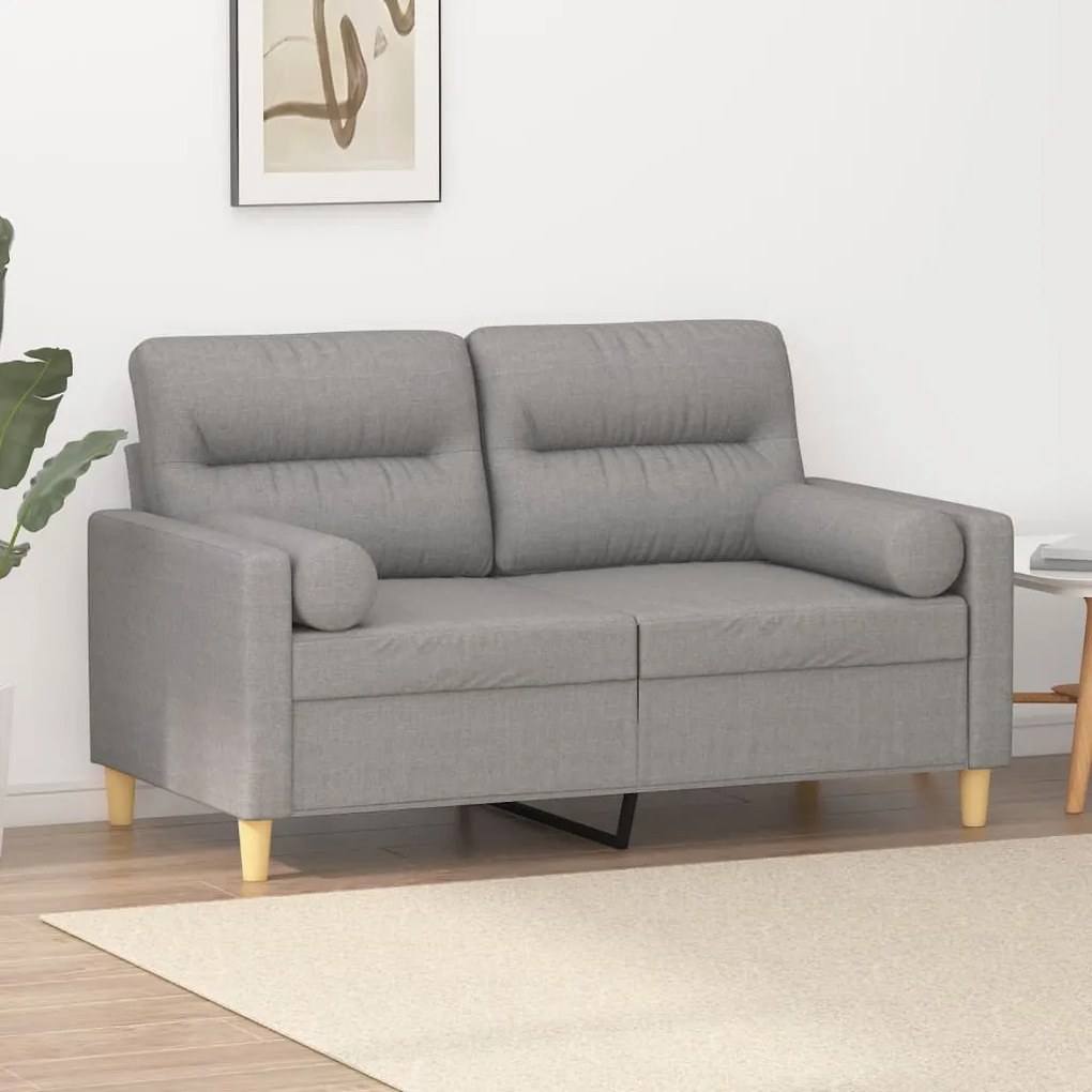 3152975 vidaXL Canapea cu 2 locuri, perne&pernuțe, gri deschis, 120 cm, textil