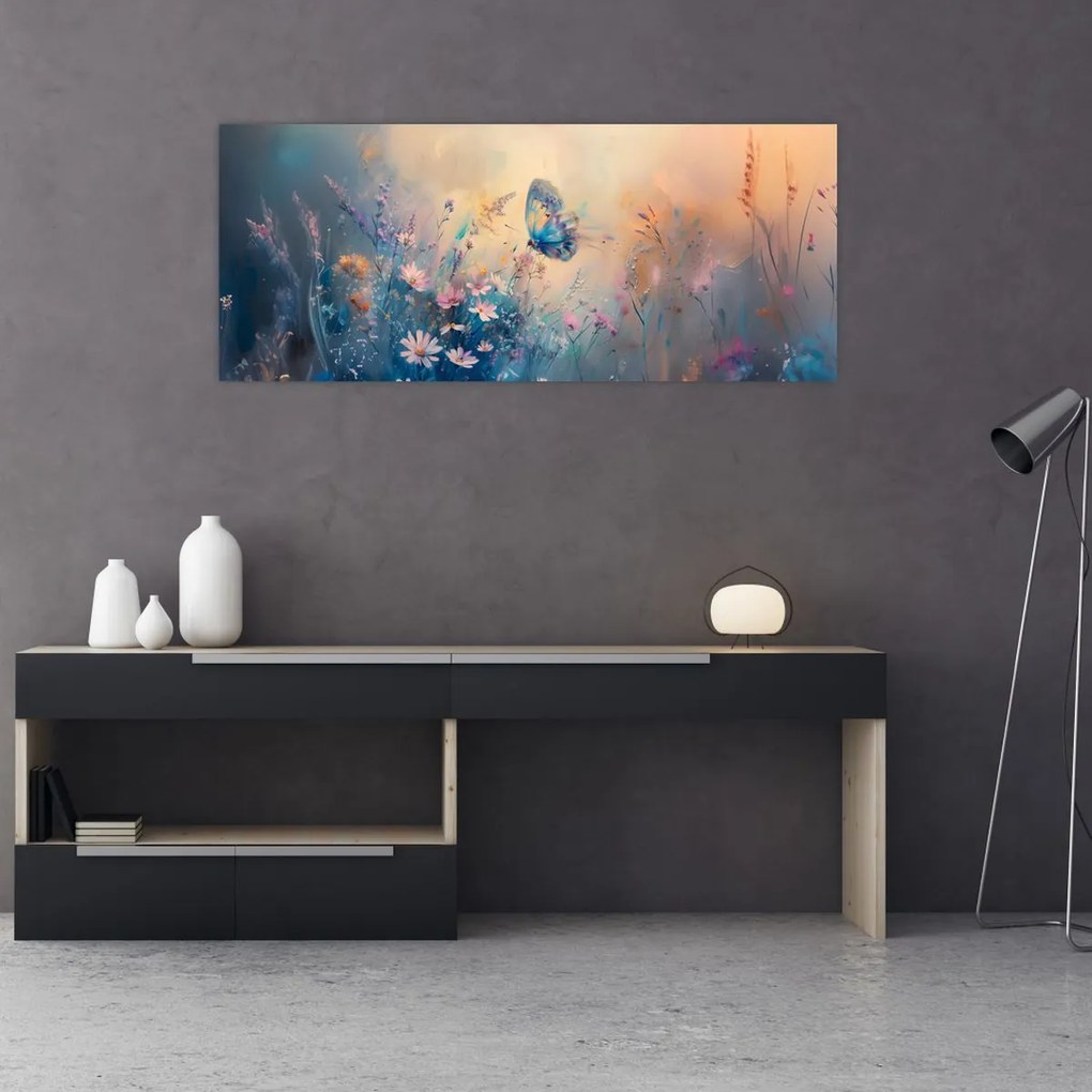 Tablou - Pajiște cu Fluture (120x50 cm)