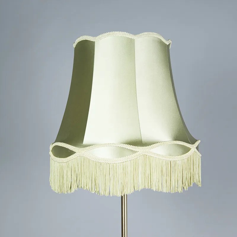 Lampă de podea retro din alamă cu abajur Granny verde 45 cm - Kaso