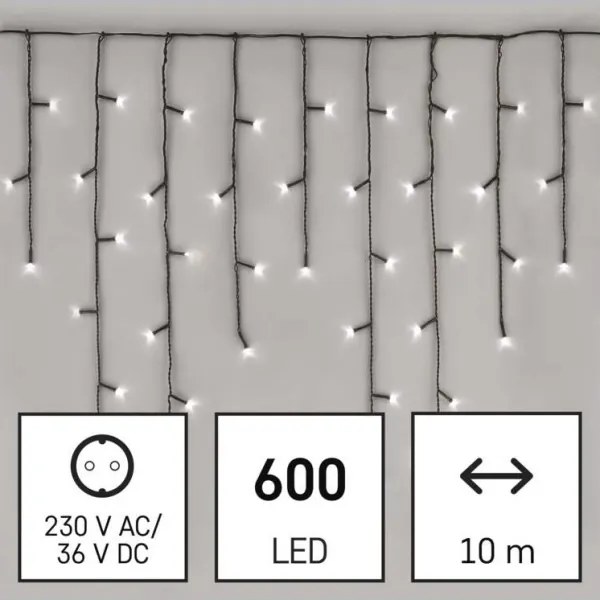 Ghirlandă LED pentru exterior, 600 LED, 8 moduri, 15 m, IP44, alb rece