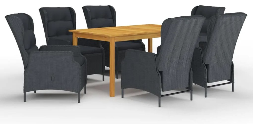 vidaXL Set mobilier de grădină, 7 piese, gri închis