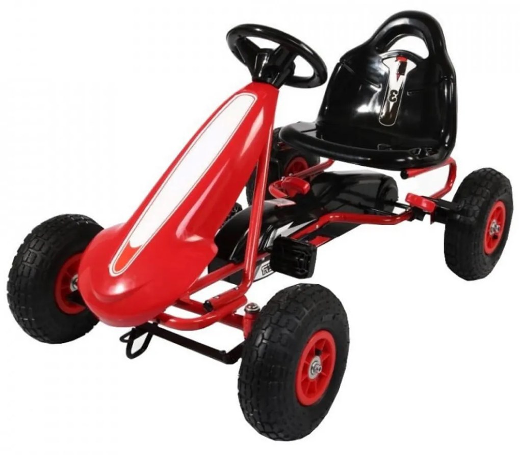 Kart cu pedale pentru copii NOVOKIDS® Super Racer PRO, Cu roti gonflabile din cauciuc, Carena, 3-7 ani , Maxim 30 kg, Structura metalica, Frana de