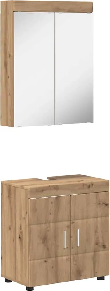 vidaXL Set de mobilier pentru baie cu raft TULUM Stejar Artizanal