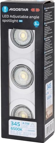 Aigostar - Set 3x spot LED încastrat 1xGU10/4,5W/230V 6500K alb