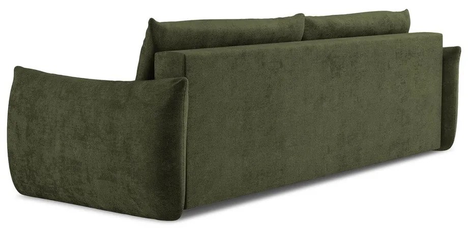 Canapea verde extensibilă cu tapițerie din chenille 230 cm Leila – Makamii