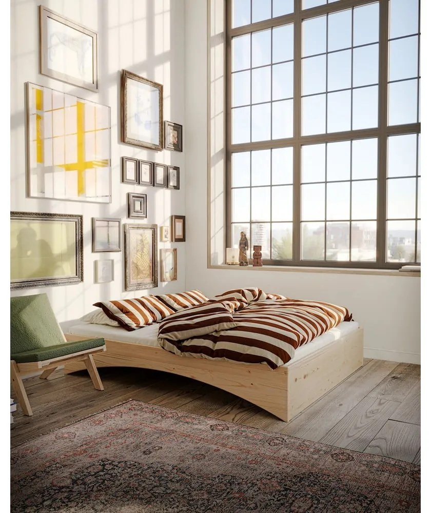 Pat matrimonial în culoare naturală din lemn de pin fără tăblie 180x200 cm Orbit – Karup Design