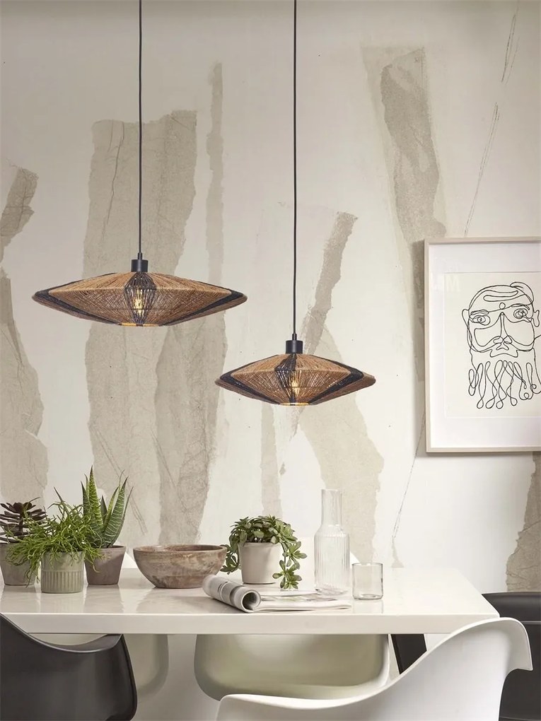 Lustra/Pendul eco din iuta Iguazu S disc 40cm, bl/nat