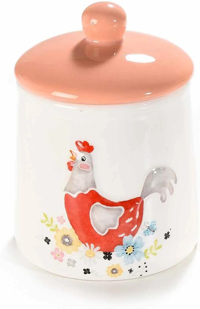 Borcan decorativ model Gaina ceramica rosu Ø 10 cm x 14 h