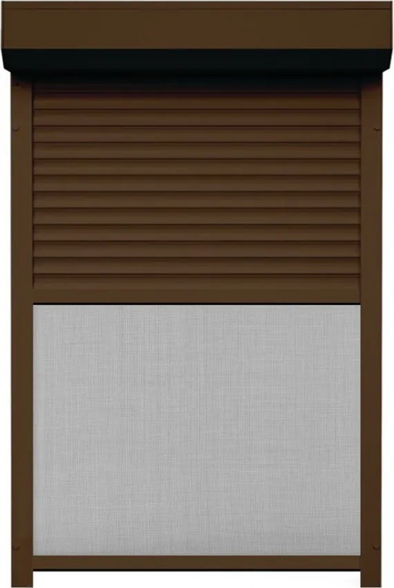 Rulou Exterior Aluminiu Maro Deschis cu Plasă Insecte – Acționare Manuală