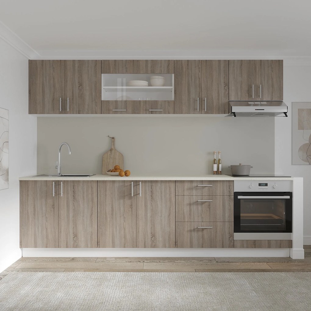 Corp Baza Karo, 3 Sertare, Stejar Sonoma Inchis/Alb, 60 x 50 x 80 cm