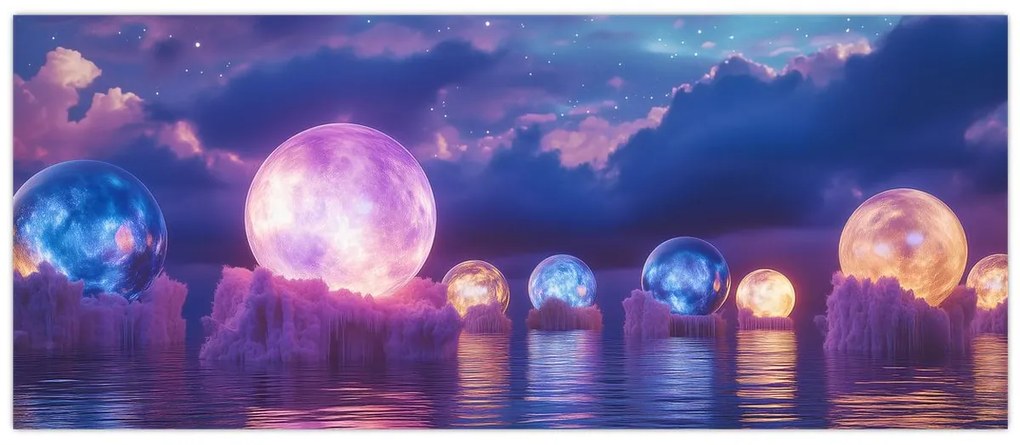 Tablou - Planete pe apă (120x50 cm)