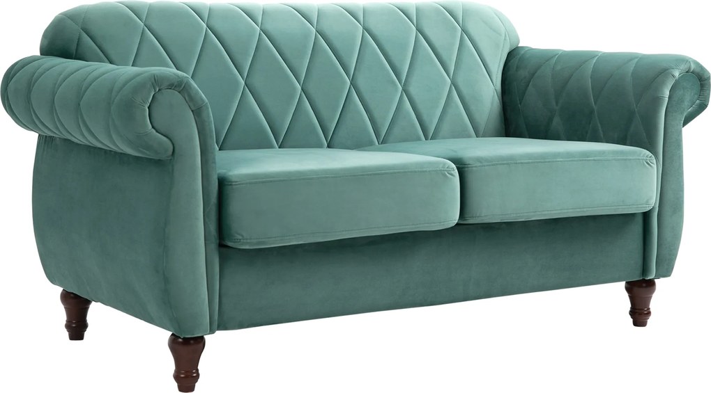 Canapea 2 locuri HOMCOM captusita invelita spuma de cauciuc picioare din lemn verde| Aosom RO | Aosom Romania