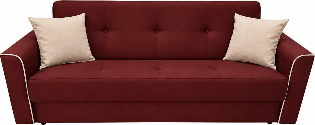 Canapea VERA extensibila, 3 locuri, lada de depozitare, stofa maro + gri, 225x90x90 Rosu, Stofa