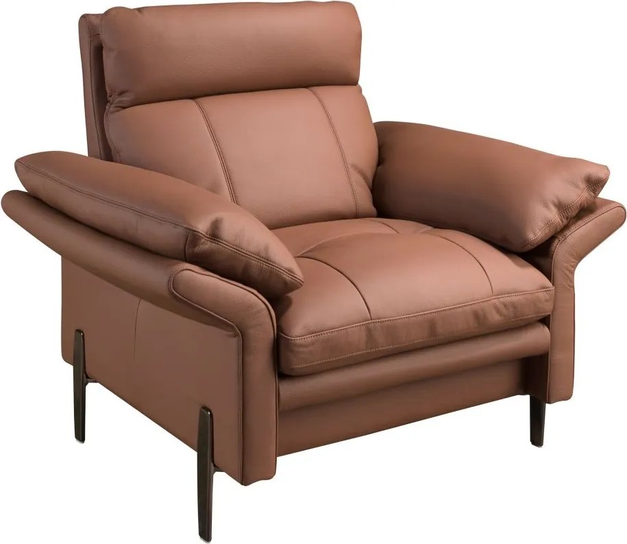 Fotoliu tapitat cu piele naturala Maro