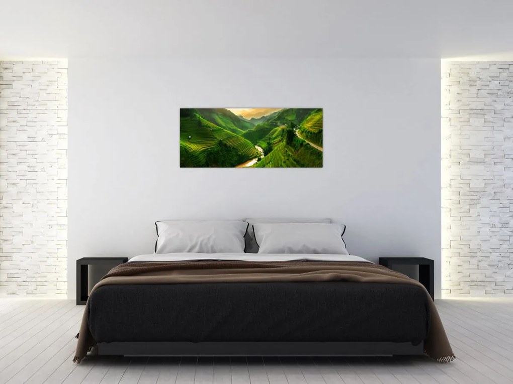 Tablou - Terase de orez Mu Cang Chai (120x50 cm)