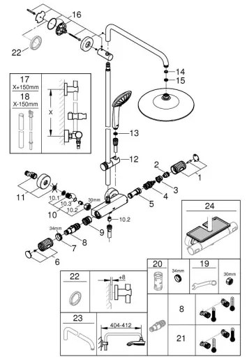 GROHE 26403KF2 - Sistem de duș VITALIO JOY 260, negru