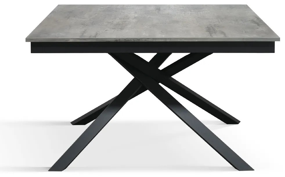 Masa Tiglio, blat extensibil pal laminat, picior metalic - BLAT GRI CIMENT, PICIOR GRI ANTRACIT - 120 cm / 80 cm