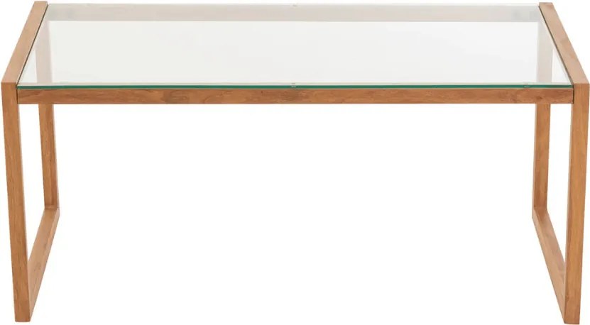 Masa de cafea NATURELE cu blat din sticla 90x50 cm, maro