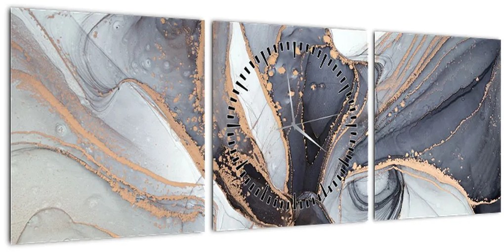 Tablou - Marmură gri (cu ceas) (90x30 cm)