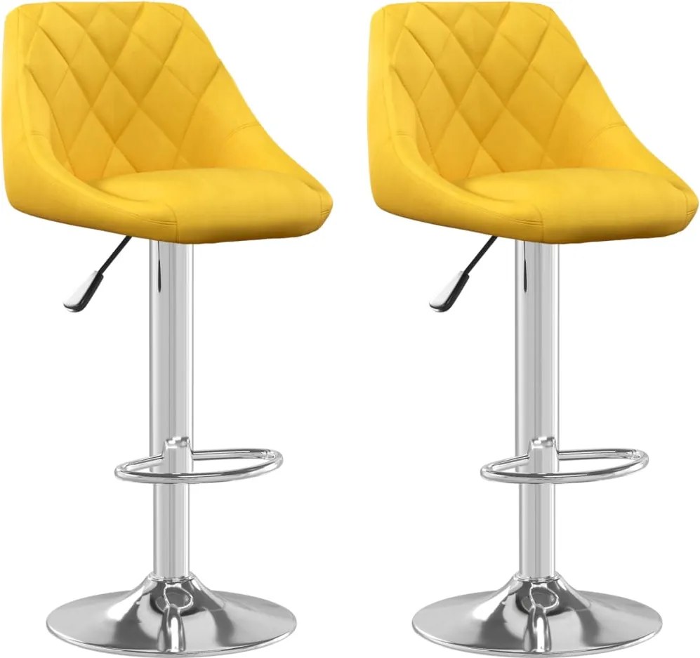 vidaXL Scaune de bar, 2 buc., galben muștar, catifea