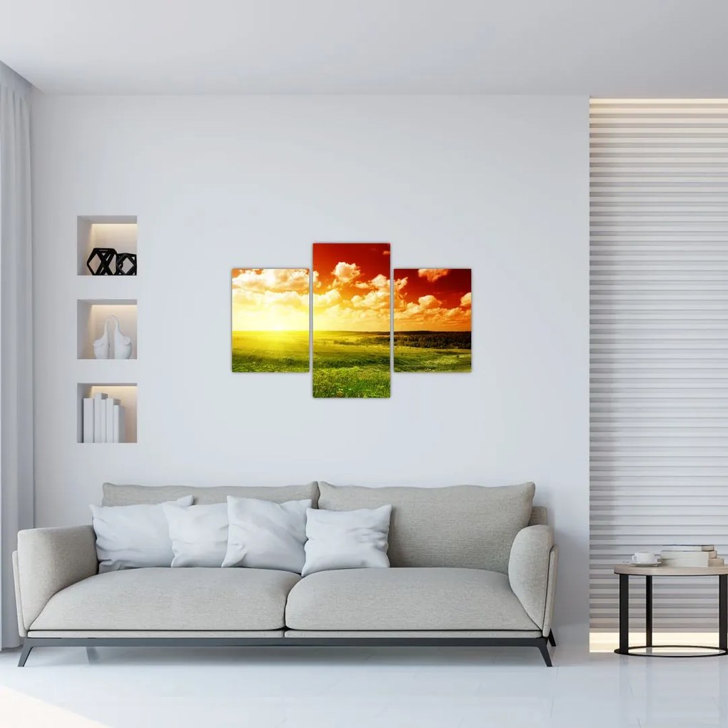 Tablou cu luncă cu soarele strălucitor (90x60 cm)