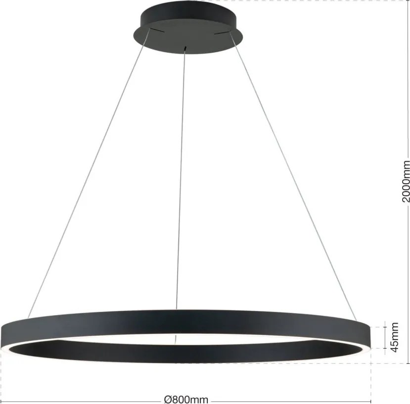 Lustra LED circulara iluminat sus si jos KOLK negru 80cm