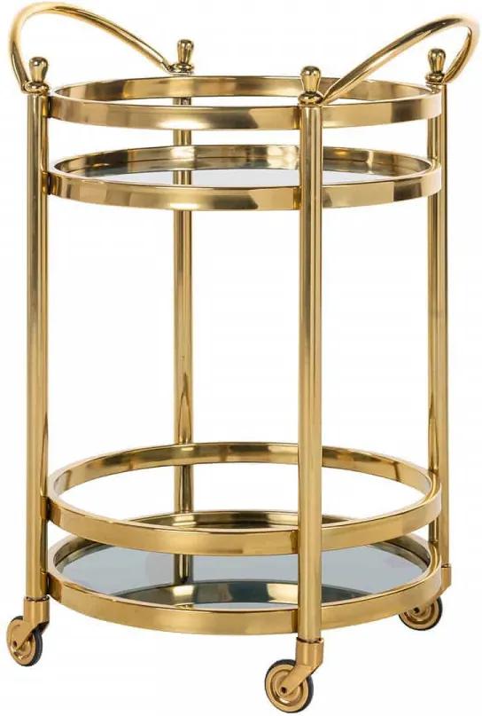 Masuta/Carucior pentru servire din sticla Hendricks, 74,5x55x45 cm, gold