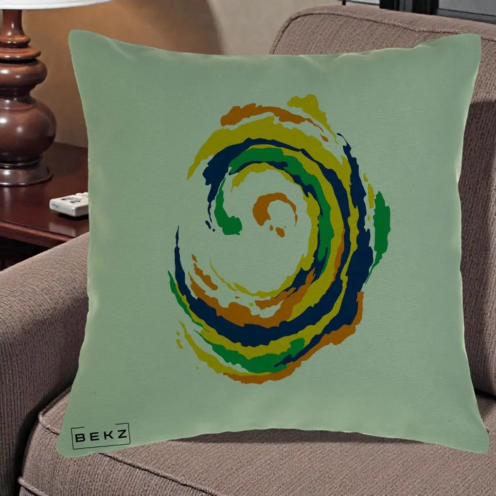 Perna Decorativa Vortex Abstract Colorat, 40x40 cm, Verde, Husa Detasabila, Perna Inclusa, BEKZ®