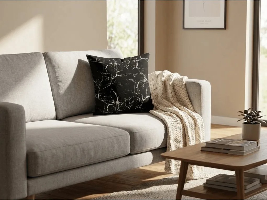 Set de 2 huse decorative pentru perna din microfibra TEMPESTA 45x45 cm, negru