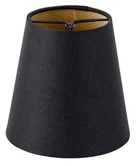 Abajur din bumbac cu clip negru 12 cm rotund cu interior auriu