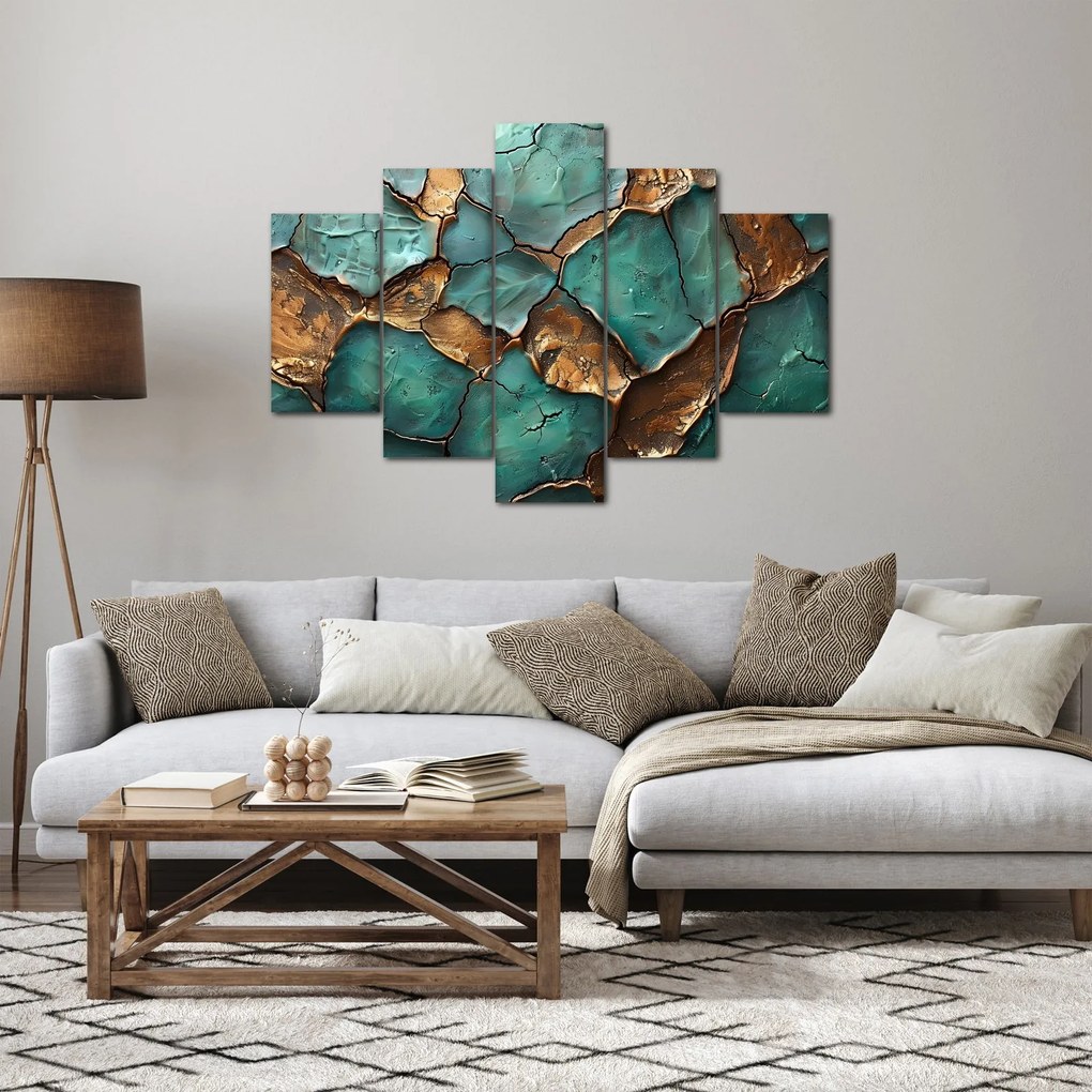Tablou - Pictură verde-auriu (150x105 cm)